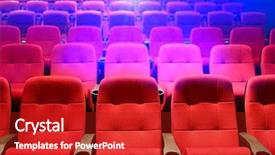  Presentation with theater - PPT theme with rows of theater seats background and a crimson colored foreground