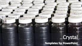  Presentation with oil and gas technology start up - PPT theme with rows of used oil samples background and a dark gray colored foreground