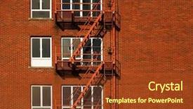  Presentation with building fire - Amazing PPT layouts having rows of windowed fire escape backdrop and a tawny brown colored foreground