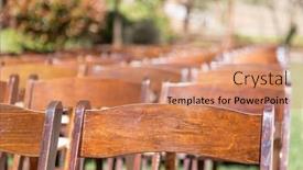  Presentation with wedding venue - Slides with rows-of-wooden-event-chairs background and a coral colored foreground