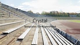  Presentation with architecture - Slide set featuring rows with benches on stadium background and a mint green colored foreground