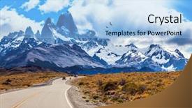 Presentation with highway - Theme featuring roy argentine patagonia summer day background and a light blue colored foreground