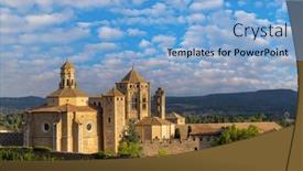  Presentation with royal - Presentation design featuring royal-abbey-of-santa-maria background and a light blue colored foreground