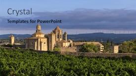  Presentation with royal - Presentation theme with royal-abbey-of-santa-maria and a light blue colored foreground