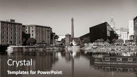  Presentation with historical buildings - Presentation theme consisting of royal-albert-dock-with-historical background and a dark gray colored foreground