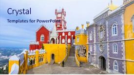  Presentation with royal blue - Cool new PPT theme with royal blue - most beautiful castles of europe backdrop and a sky blue colored foreground