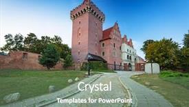  Presentation with bosnia old castle history - Audience pleasing theme consisting of royal castle in old town backdrop and a seafoam green colored foreground