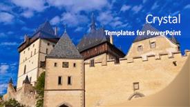  Presentation with royal - Beautiful PPT theme featuring royal castle karlstejn in czech republic backdrop and a cobalt blue colored foreground