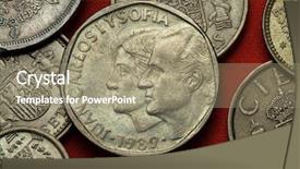  Presentation with king - Presentation theme featuring royal family - coins of spain king juan background and a coral colored foreground