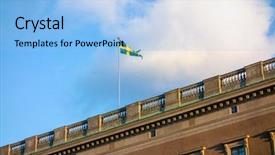  Presentation with swedish - Beautiful slide set featuring image of a swedish flag backdrop and a light gray colored foreground