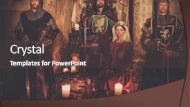 Presentation with knights - Colorful presentation theme enhanced with royal family - medieval king with his queen backdrop and a tawny brown colored foreground