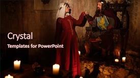  Presentation with queen - Presentation with royal family - medieval king with his queen background and a wine colored foreground