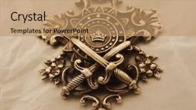  Presentation with vintage paper - Beautiful slides featuring royal family - vintage coat of arms backdrop and a coral colored foreground