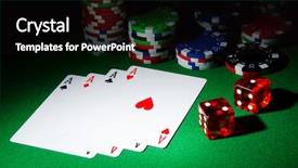  Presentation with casino - Amazing slide deck having royal flush - casino concept with chips backdrop and a black colored foreground
