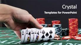  Presentation with deck of playing cards - Theme with royal flush - place a poker player chips background and a dark gray colored foreground