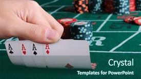  Presentation with deck of playing cards - Audience pleasing PPT layouts consisting of royal flush - place a poker player chips backdrop and a ocean colored foreground
