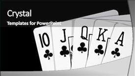  Presentation with black men in suit - Slide set having royal flush club suit isolated background and a black colored foreground