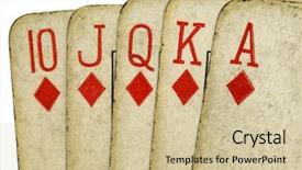  Presentation with old vintage mobile phones - Colorful presentation theme enhanced with royal flush old vintage poker backdrop and a soft green colored foreground