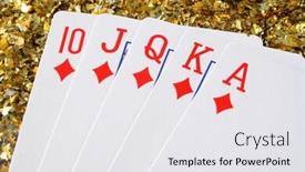  Presentation with gold glitter - Presentation design having royal flush with a gold glitter background background and a white colored foreground