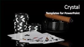  Presentation with poker chips - PPT theme with royal flush with poker chips background and a black colored foreground