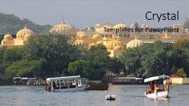  Presentation with udaipur - Colorful presentation design enhanced with royal hotel - boats and palace on pichola backdrop and a light gray colored foreground