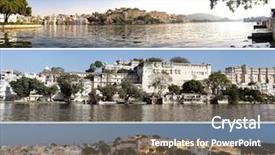  Presentation with udaipur - Colorful presentation theme enhanced with royal hotel - indian architecture in udaipur rajasthan backdrop and a violet colored foreground
