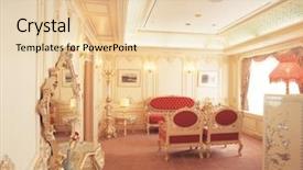 Presentation with decoration - Cool new presentation design with royal hotel - interior and decoration backdrop and a lemonade colored foreground