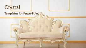  Presentation with soft gold of light - Cool new PPT layouts with royal hotel - luxury beige sofa in light backdrop and a sky blue colored foreground