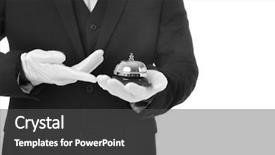  Presentation with bell service - Slide deck consisting of royal hotel - man in suit with service background and a dark gray colored foreground