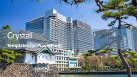  Presentation with tokyo - Beautiful PPT theme featuring royal hotel - tokyo japan at the imperial backdrop and a teal colored foreground