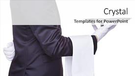  Presentation with royal - Theme featuring royal hotel - waiter holding a empty silver background and a white colored foreground