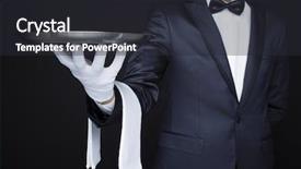  Presentation with waiter - Presentation with royal hotel - waiter holding an empty silver background and a dark gray colored foreground