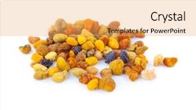  Presentation with pollen - Slides featuring royal jelly - pile of bee pollen ambrosia background and a yellow colored foreground