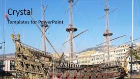  Presentation with view of the old port - Cool new presentation design with royal naval - old spanish galleon backdrop and a light blue colored foreground