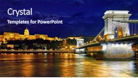  Presentation with nighttime - PPT theme consisting of royal palace and chain bridge background and a navy blue colored foreground