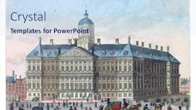  Presentation with engraving - Colorful slide deck enhanced with royal-palace-on-dam-square backdrop and a sky blue colored foreground