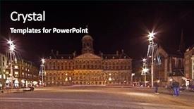  Presentation with dam - Beautiful PPT theme featuring royal palace on the dam square in amsterdam the netherlands at night backdrop and a black colored foreground