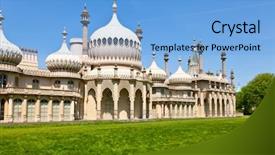  Presentation with royal - Beautiful PPT theme featuring moguls - royal pavilion in brighton england backdrop and a light blue colored foreground