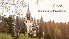  Presentation with royal - Beautiful PPT theme featuring royal-peles-castle-in-carpathian backdrop and a cream colored foreground