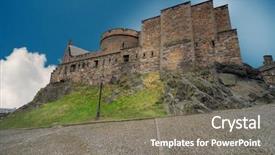  Presentation with inside an oak barrel - PPT theme having royal road - inside the edinburgh castle scotland background and a gray colored foreground