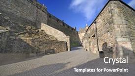  Presentation with castle - Slides enhanced with royal road - inside the edinburgh castle uk background and a gray colored foreground