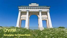  Presentation with triumphal arch and champs elysees - Amazing presentation theme having journey vacation holiday travel compass concept backdrop and a gray colored foreground