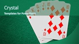  Presentation with poker - Theme featuring royal straight flush poker cards background and a ocean colored foreground