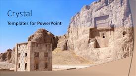 Presentation with ancient iran - Colorful PPT layouts enhanced with royal-tombs-and-cube backdrop and a light blue colored foreground