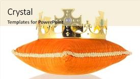  Presentation with crown - Cool new PPT theme with royal velvet pillow with crown backdrop and a blonde colored foreground
