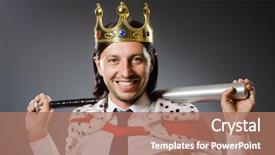  Presentation with royal - PPT theme enhanced with royals baseball - young king businessman in royal background and a coral colored foreground