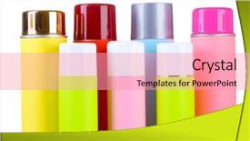  Presentation with aerosol - PPT theme featuring royalty free - aerosol cans isolated on white background and a  colored foreground