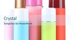  Presentation with aerosol - Audience pleasing presentation design consisting of royalty free - aerosol cans isolated on white backdrop and a  colored foreground