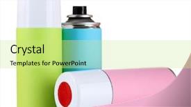  Presentation with aerosol - Colorful PPT theme enhanced with royalty free - aerosol cans isolated on white backdrop and a  colored foreground