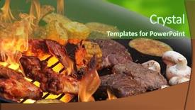  Presentation with barbecue - Audience pleasing slides consisting of royalty free images - barbecue backdrop and a tawny brown colored foreground
